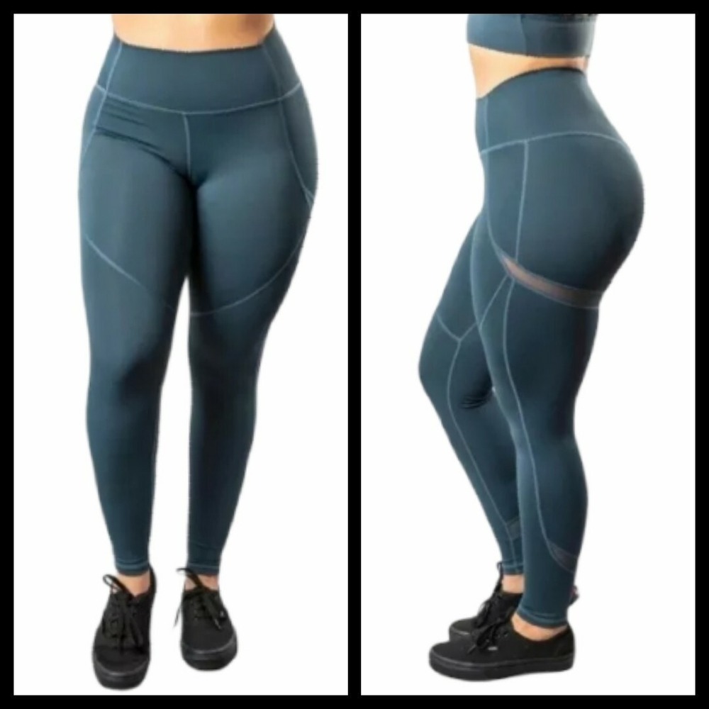 Buffbunny XS Cheeky Leggings‎ Forest Dark Teal Workout Gym Yoga Pilates
